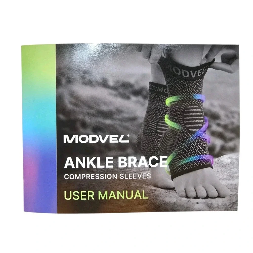 MODVEL Foot & Ankle Brace 2 Socks for Sprained Ankle Compression Sleeve Medium